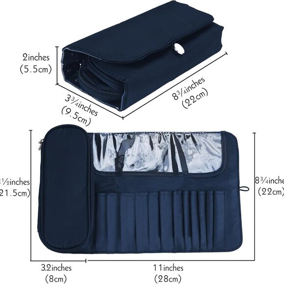 Portable Folding Makeup Brush Bag, Multifunctional Cosmetics Rolling Storage Cas - Picture 2 of 6